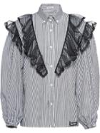 Miu Miu Tulle Insert Striped Shirt - Black