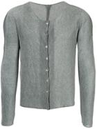 Issey Miyake Vintage Pleated Detail Cardigan - Grey