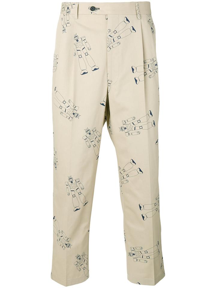 Lc23 - Robot Print Pants - Men - Cotton - 52, Nude/neutrals, Cotton