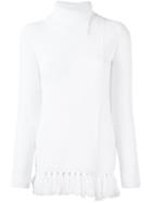 Proenza Schouler Tasselled Hem Wrap Jumper, Women's, Size: Small, White, Cotton/nylon/wool