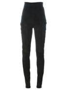 Balmain High Waisted Skinny Trousers, Women's, Size: 38, Black, Cotton/lamb Skin/spandex/elastane