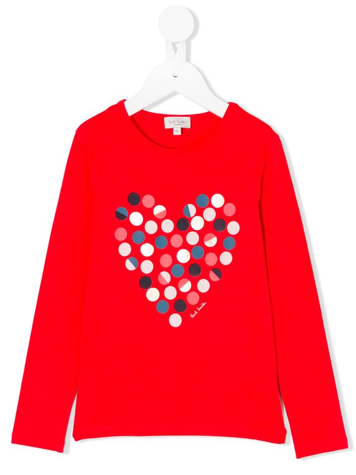 Paul Smith Junior - Spot Heart Print Top - Kids - Cotton/spandex/elastane/modal - 8 Yrs, Red