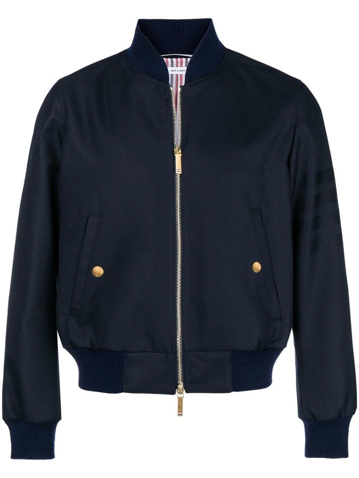 Thom Browne 4-bar Sateen Stripe Blouson Jacket - Blue