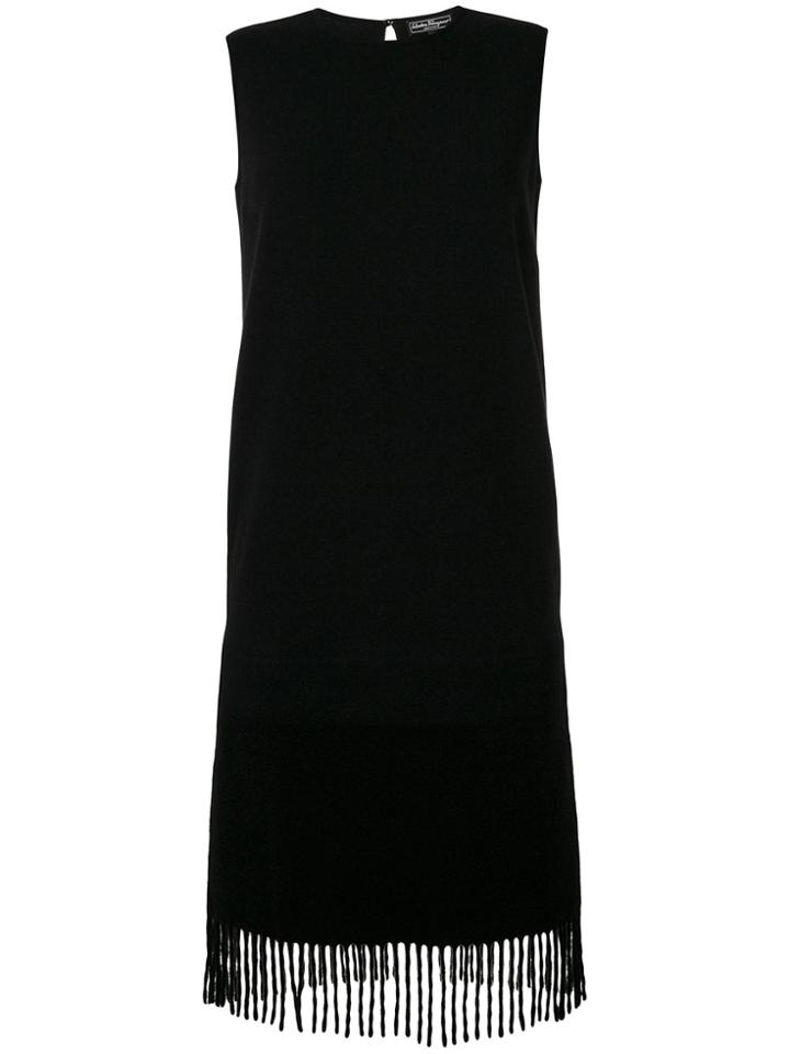 Salvatore Ferragamo Fringed Trimmed Dress - Black