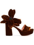 Rochas Oversized Flower Sandals - Brown