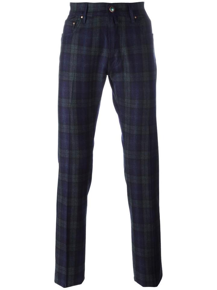Jacob Cohen Plaid Tapered Trousers, Men's, Size: 32, Green, Wool