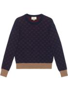 Gucci Maglione Con Motivo Gg Jacquard - Blue