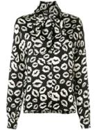 Luisa Cerano Lip Print Blouse - Black