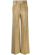 Sara Battaglia Glitter Belted Waist Trousers - Gold