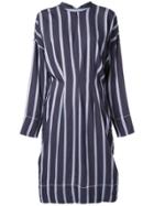 Bassike Stripe Long Sleeve Dress - Blue
