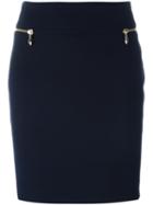 Versace Collection Zipped Pockets Pencil Skirt, Women's, Size: 46, Blue, Viscose/polyester/cotton