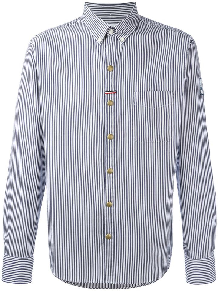 Moncler Grenoble Striped Button Down Shirt, Men's, Size: 1, Blue, Cotton