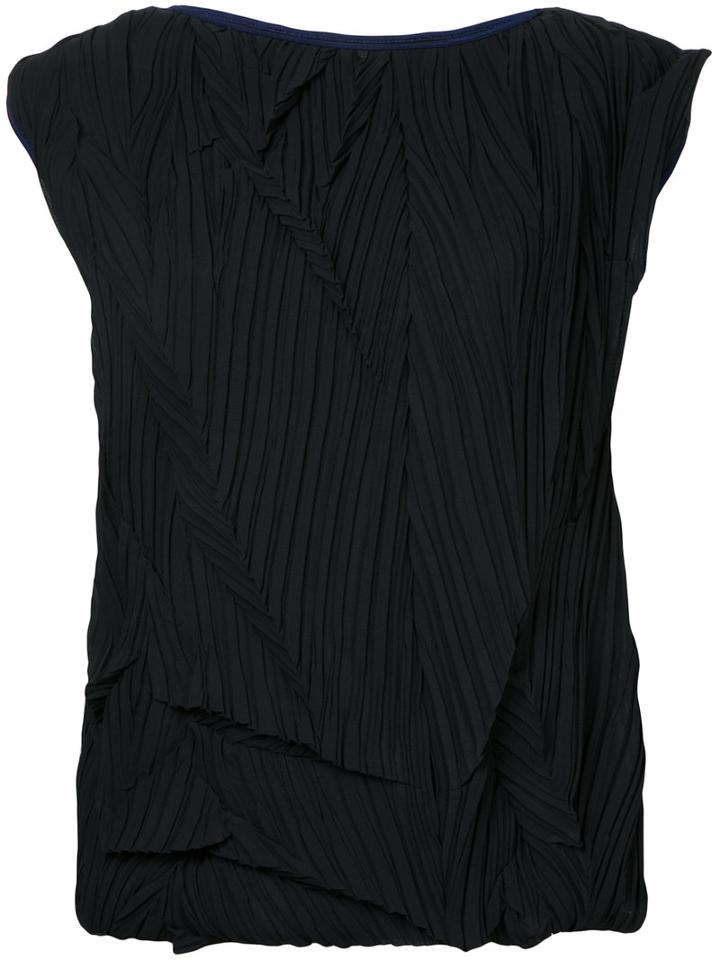 Lydia L. - Crushed Pleat Top - Women - Polyester - 34, Black, Polyester