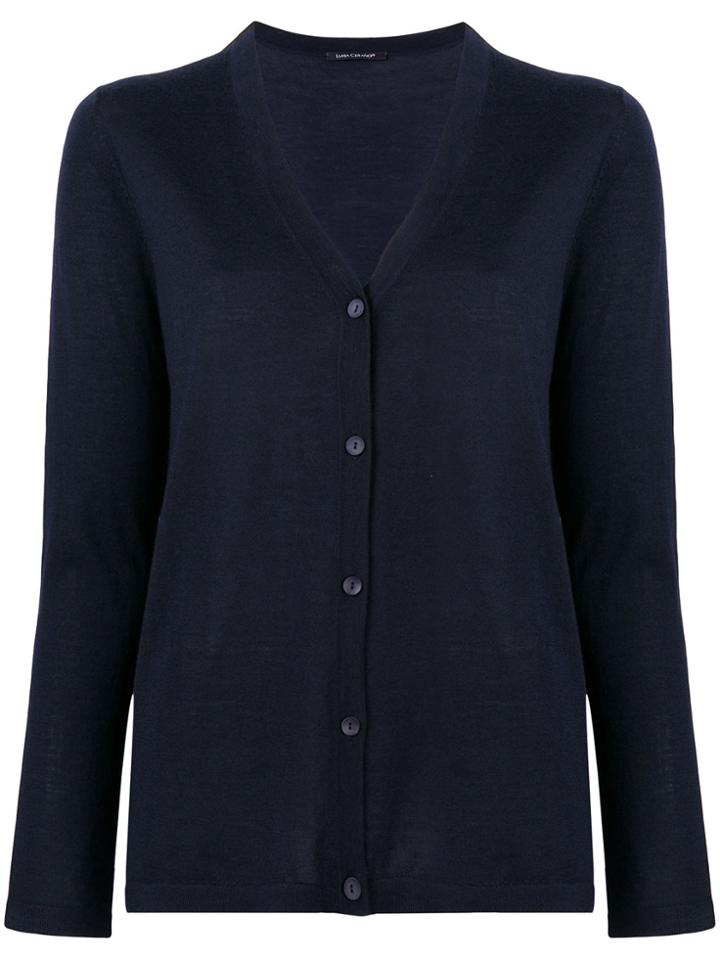 Luisa Cerano V-neck Knitted Cardigan - Blue