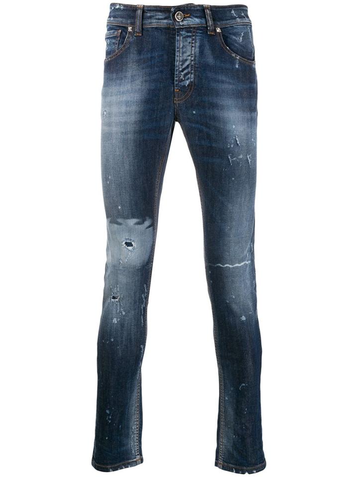 John Richmond Distressed Skinny-fit Jeans - Blue