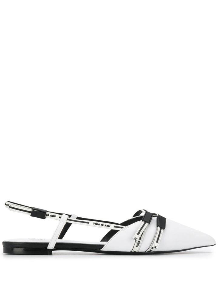 Ash Pointed Toe Flat Mules - White