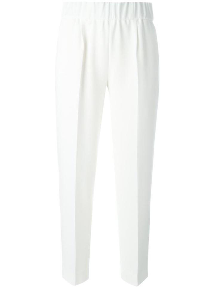 Boutique Moschino Cropped Trousers, Women's, Size: 40, White, Polyester/triacetate