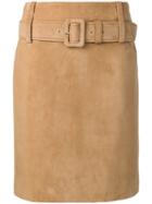 Prada Leather Straight Skirt - Neutrals