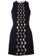 David Koma Geometric Embellishment Fitted Dress, Women's, Size: 8, Black, Acetate/viscose/spandex/elastane/lyocell