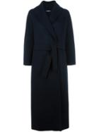 's Max Mara Long Belted Coat, Women's, Size: 42, Blue, Virgin Wool