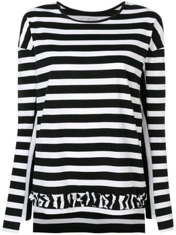 Lis Lareida Striped Ruffle Hem Top - Black