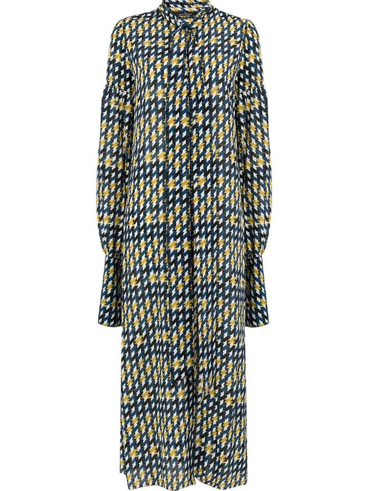 Rokh Geometric Printed Shirt Dress - Blue