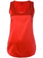 Brunello Cucinelli Scoop Neck Tank Top, Women's, Size: Xl, Red, Silk/spandex/elastane