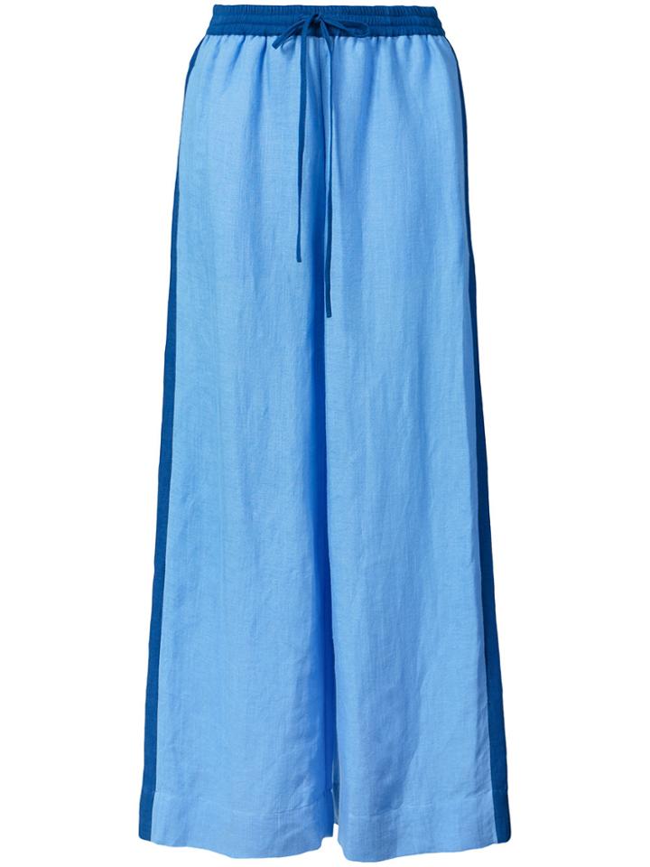 Dvf Diane Von Furstenberg Contrast Linen Trousers - Blue