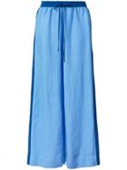 Dvf Diane Von Furstenberg Contrast Linen Trousers - Blue
