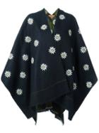 Ermanno Gallamini Embroidered Daisy Cape, Women's, Blue, Cotton/polyester/viscose/virgin Wool