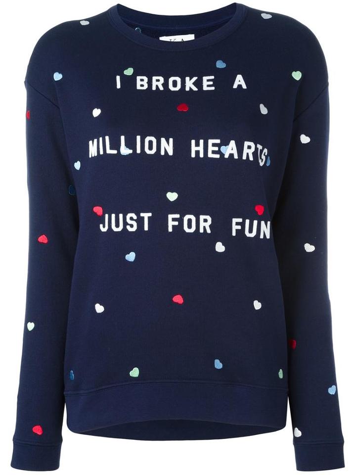 Zoe Karssen Heartbreaker Sweatshirt, Women's, Size: Medium, Blue, Cotton/polyester