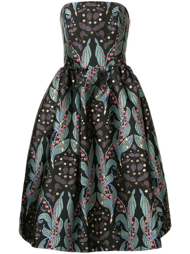 Ingie Paris Floral Print Off Shoulder Dress - Black