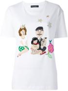 Dolce & Gabbana 'family Patch' T-shirt, Women's, Size: 42, White, Cotton/silk