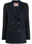 Twin-set Double-breasted Piped Blazer - Blue