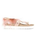 Inuiki Feathered Sandals - Pink & Purple