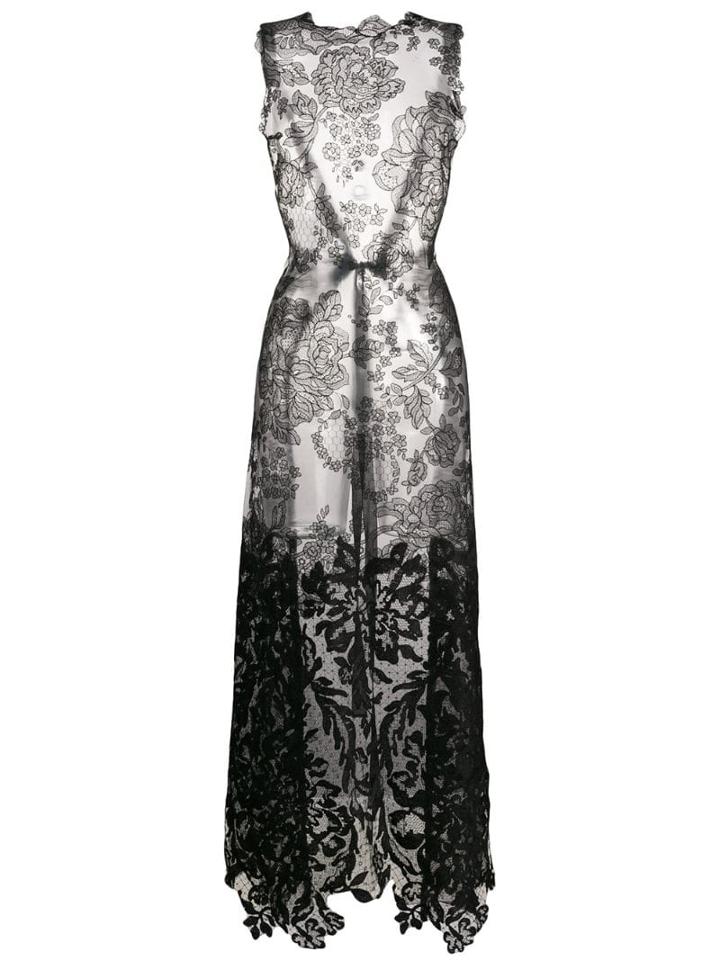 Vera Wang Long Lace Blouse - Black