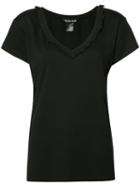 Thomas Wylde Cindy Ruffled Trim T-shirt, Women's, Size: Large, Black, Cotton