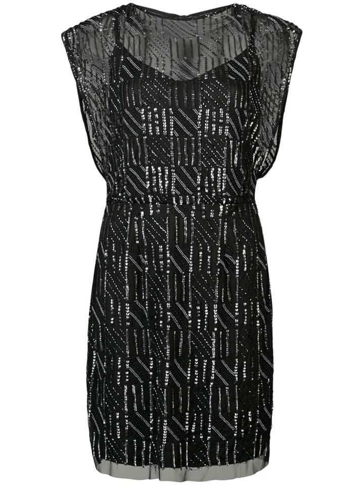 Aidan Mattox Sequin And Bead Embellished Mini Dress - Black