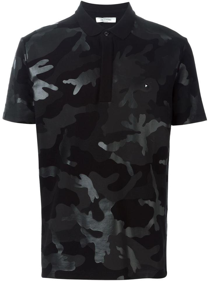 Valentino 'rockstud' Camouflage Polo Shirt