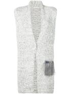 Fabiana Filippi Feathered Detail Sleeveless Cardigan - White