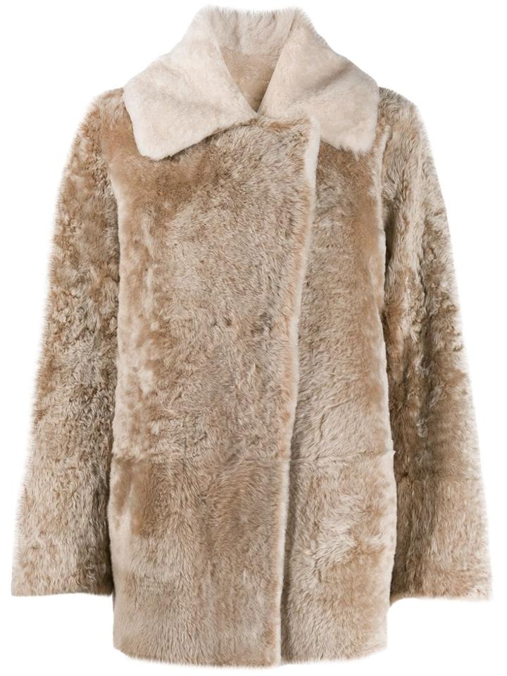 Sylvie Schimmel Wrap-style Shearling Jacket - Neutrals