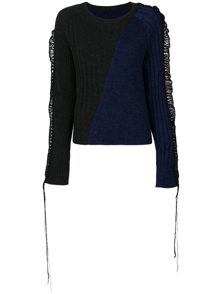Maison Margiela Bi-colour Ribbed Jumper - Blue