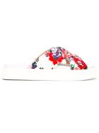 Msgm Floral Slider Sandals - White