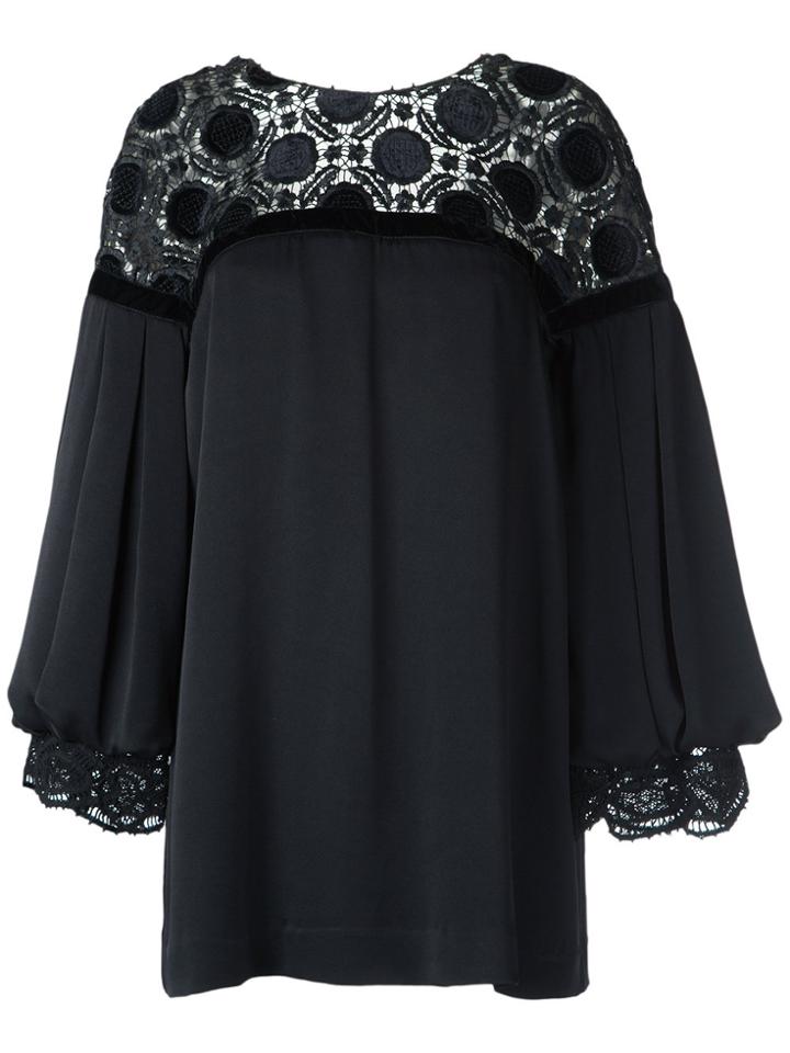 Martha Medeiros Lace Panel Top - Black
