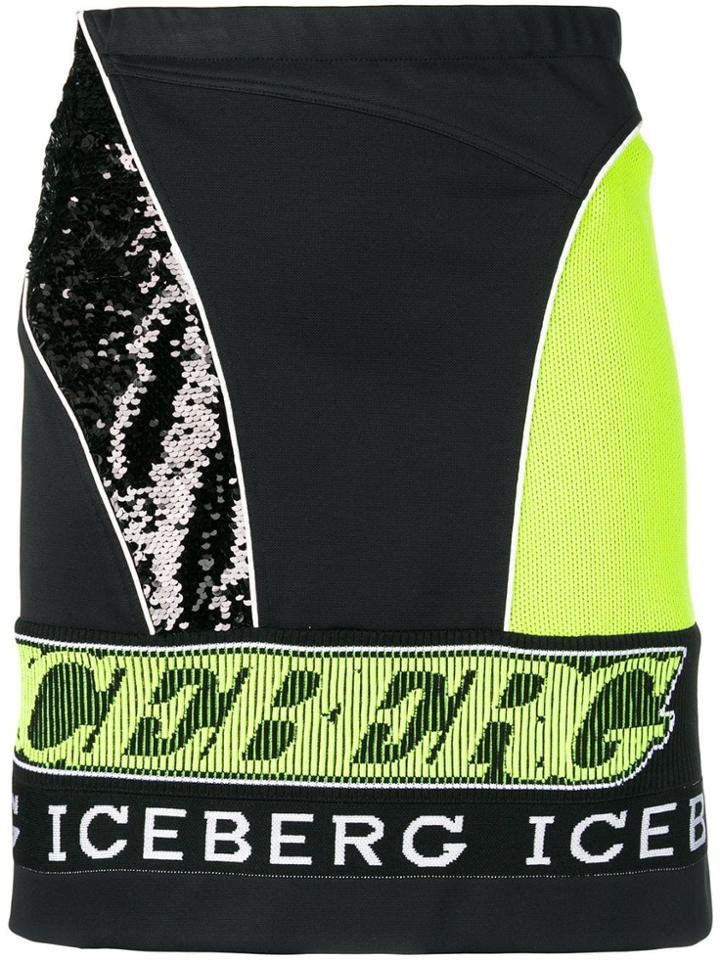 Iceberg Sequin Embroidered Skirt - Black