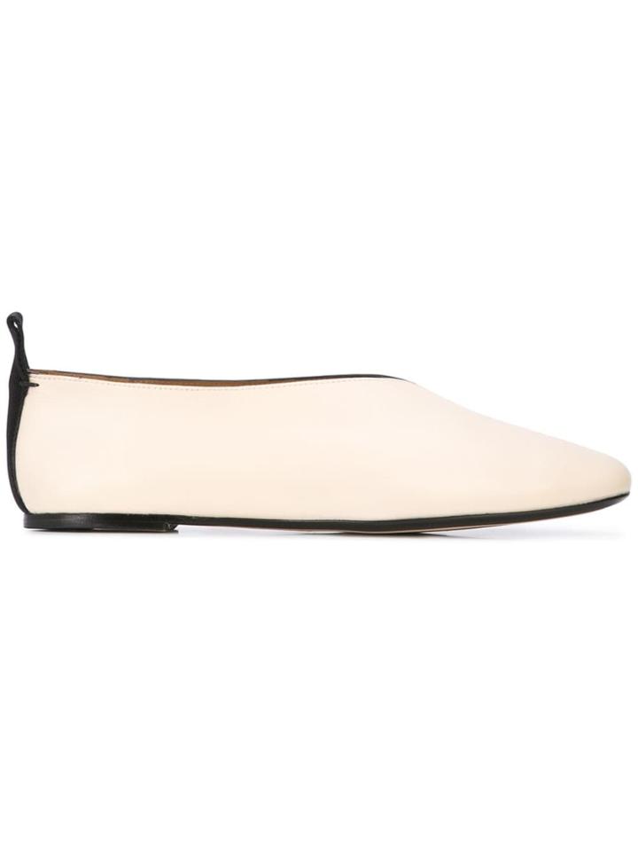 Joseph Almond Toe Ballerina Pumps - White