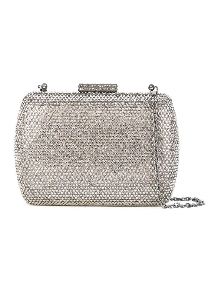 Serpui Detachable Chain Strap Clutch, Grey, Crystal