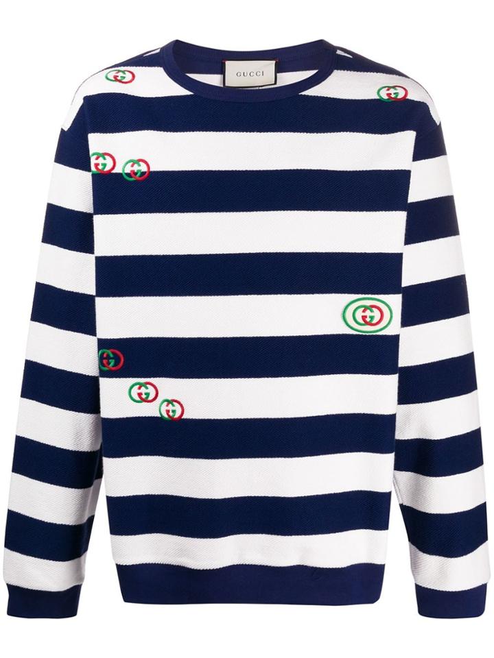 Gucci Striped Logo Jumper - Blue