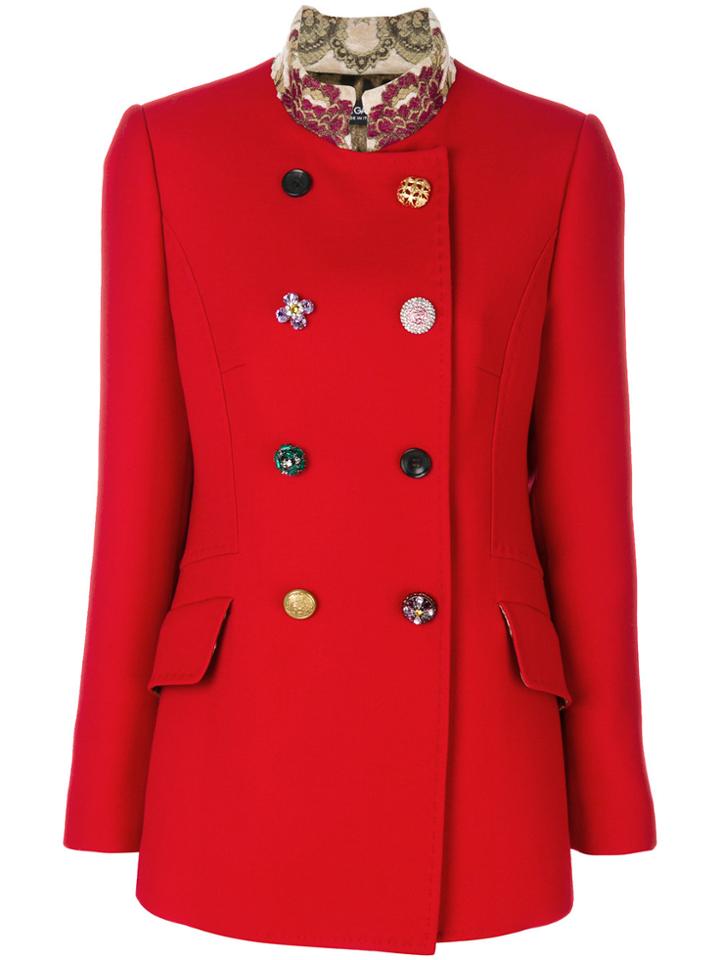 Dolce & Gabbana Decorative Buttoned Peacoat - Red