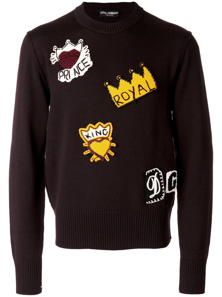Dolce & Gabbana Royalty Knitted Patch Jumper - Pink & Purple